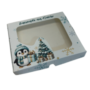 Caja en carton cartulina con ventana en acetato tipo cofre 21.5x15x2