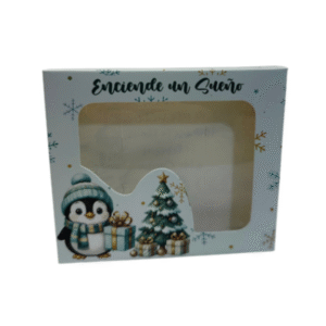 Caja en carton cartulina con ventana en acetato cierres laterales 18.5x1.5x15